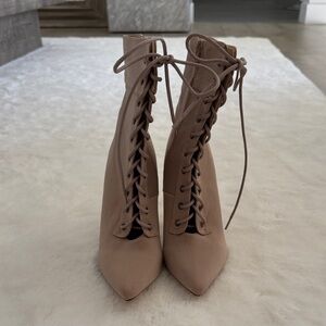 Miss Lola Nude Lace-Up Boots